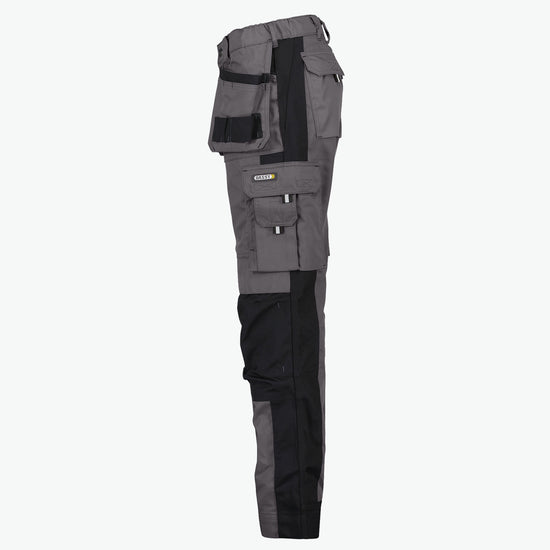 Dassy Seattle Women Tweekleurige holsterzakkenbroek met kniezakken voor dames - Cementgrijs/Zwart Werkbroek Dames Dassy