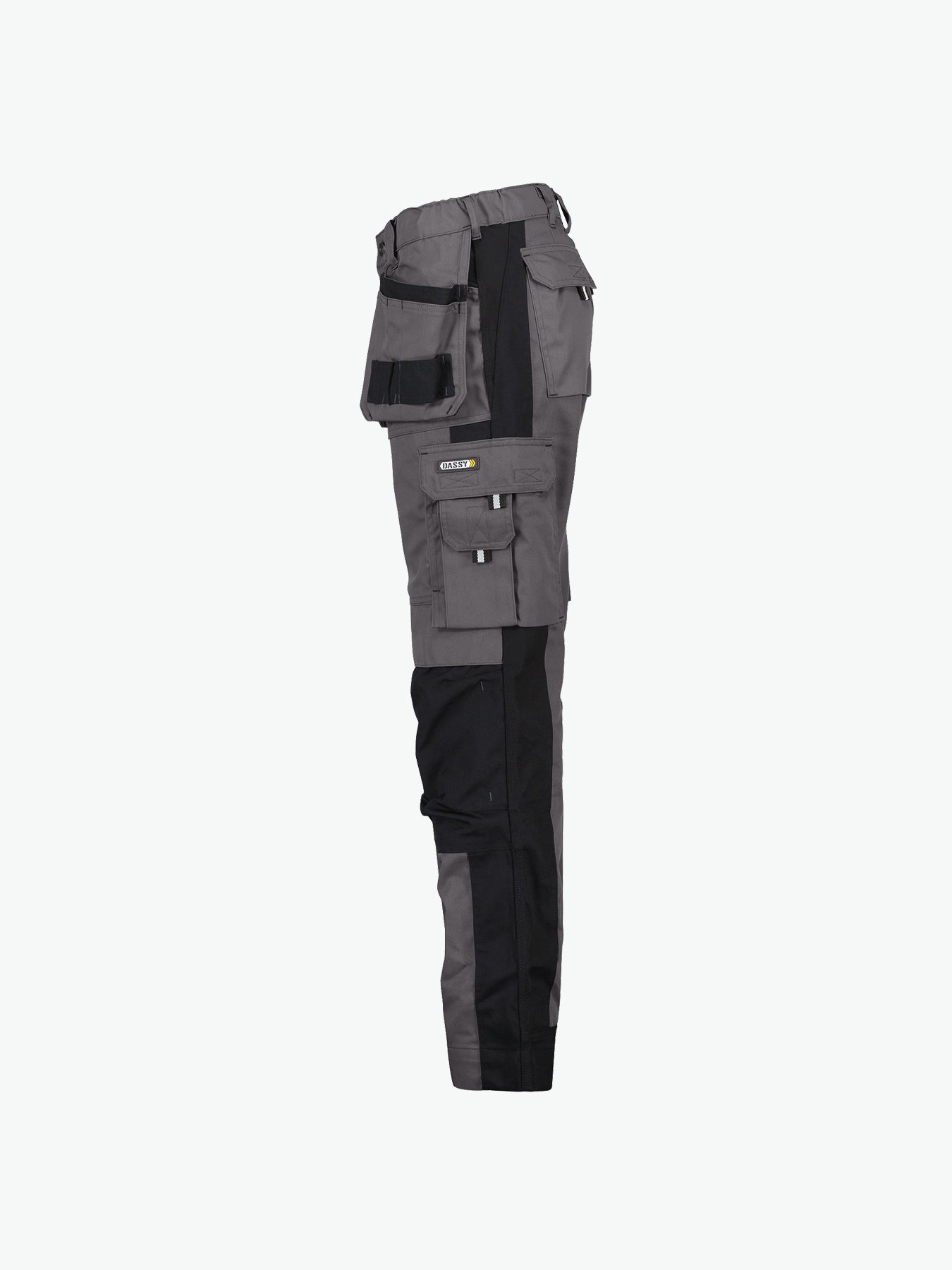 Dassy Seattle Women Tweekleurige holsterzakkenbroek met kniezakken voor dames - Cementgrijs/Zwart Werkbroek Dames Dassy