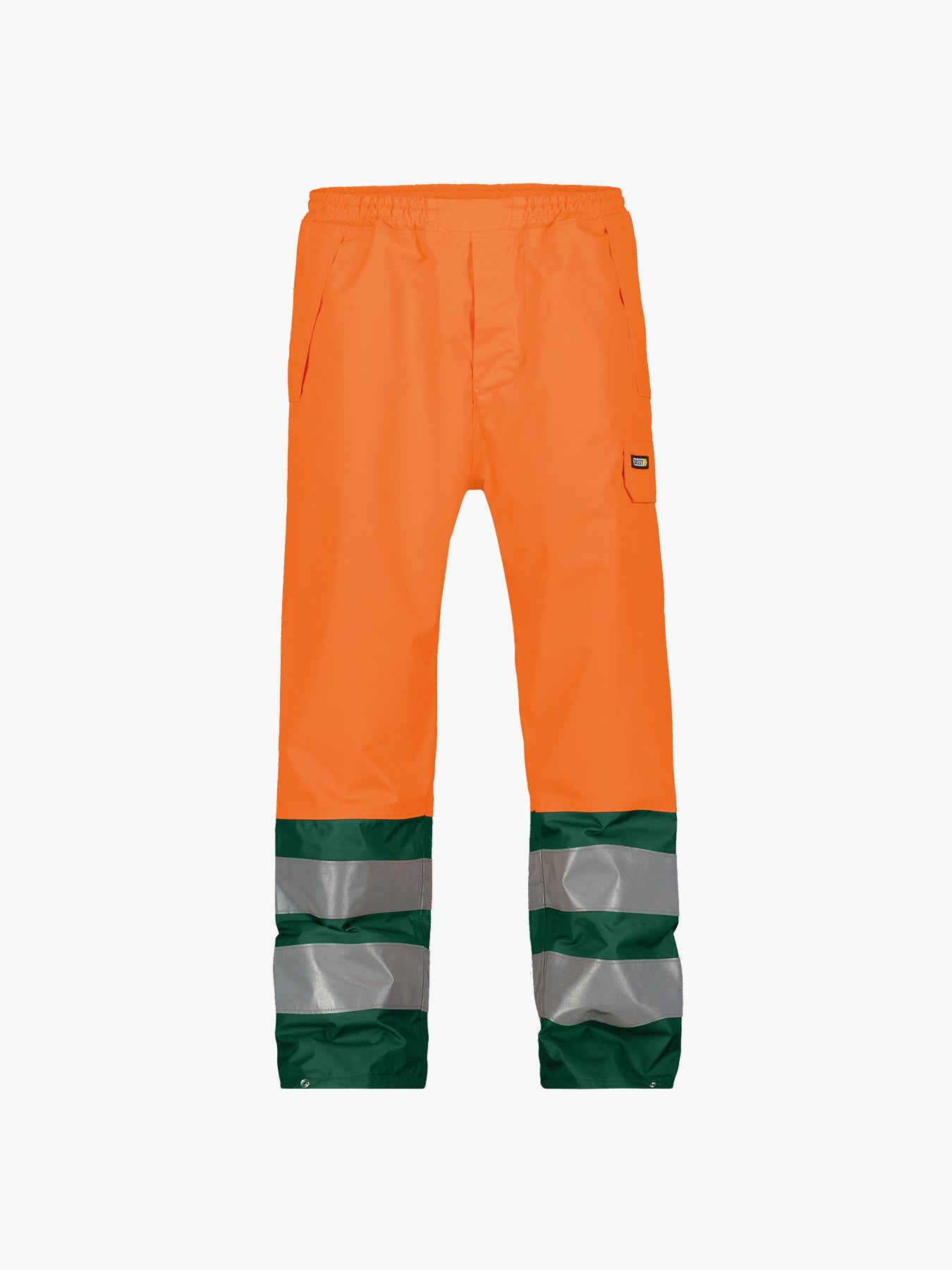 Dassy Sola Hogezichtbaarheidsregenbroek - Fluo-Oranje/Flessengroen Werkbroek HiVis Dassy