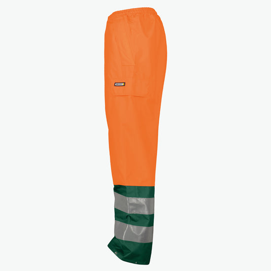 Dassy Sola Hogezichtbaarheidsregenbroek - Fluo-Oranje/Flessengroen Werkbroek HiVis Dassy