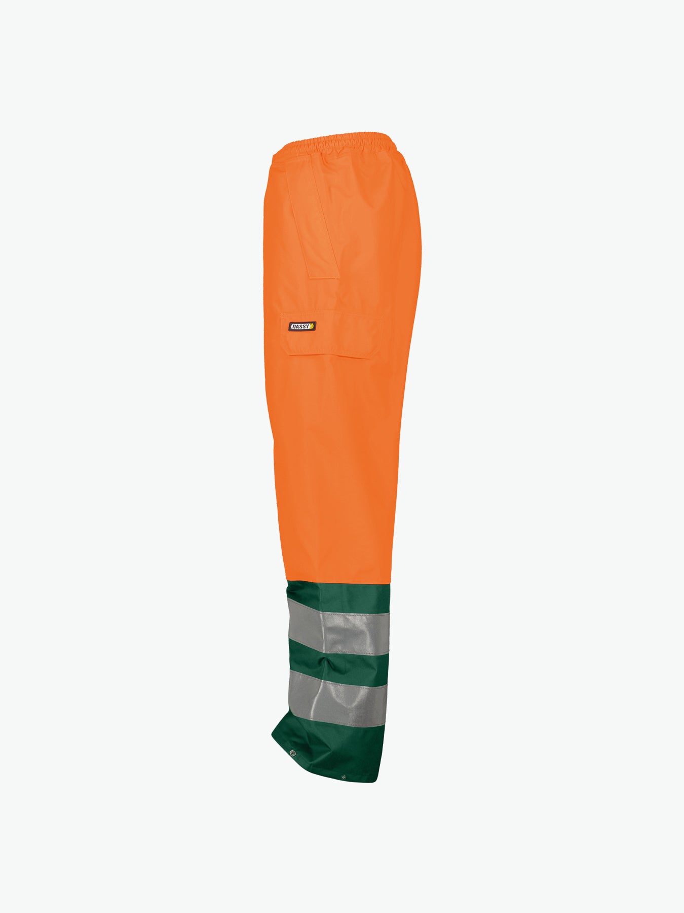 Dassy Sola Hogezichtbaarheidsregenbroek - Fluo-Oranje/Flessengroen Werkbroek HiVis Dassy