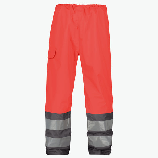 Dassy Sola Hogezichtbaarheidsregenbroek - Fluorood/Cementgrijs Werkbroek HiVis Dassy