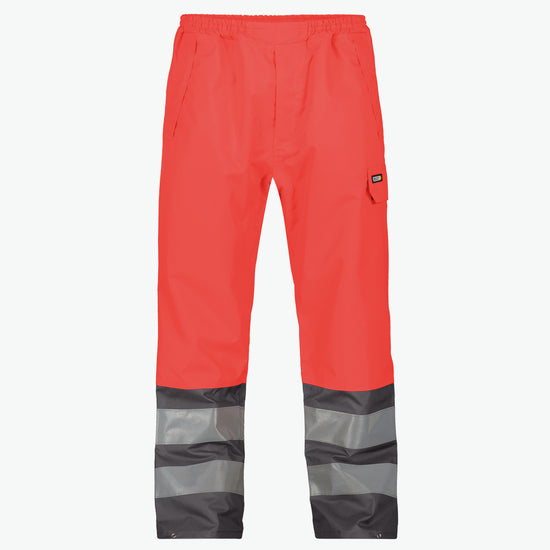 Dassy Sola Hogezichtbaarheidsregenbroek - Fluorood/Cementgrijs Werkbroek HiVis Dassy