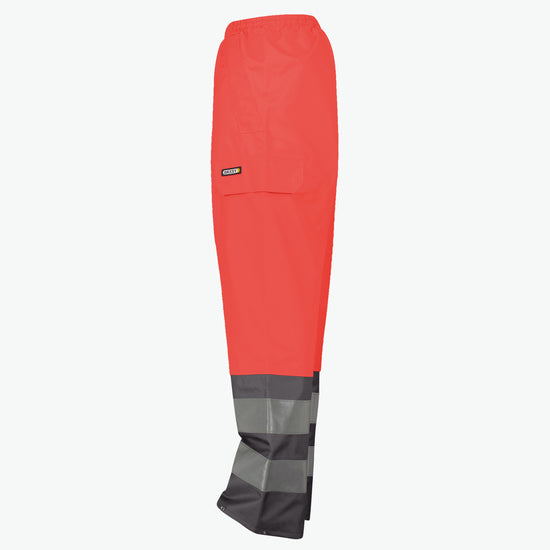 Dassy Sola Hogezichtbaarheidsregenbroek - Fluorood/Cementgrijs Werkbroek HiVis Dassy