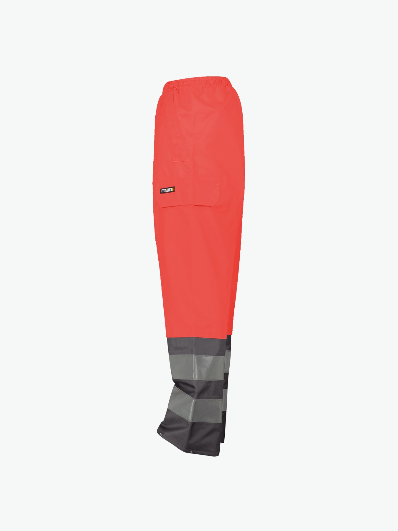 Dassy Sola Hogezichtbaarheidsregenbroek - Fluorood/Cementgrijs Werkbroek HiVis Dassy