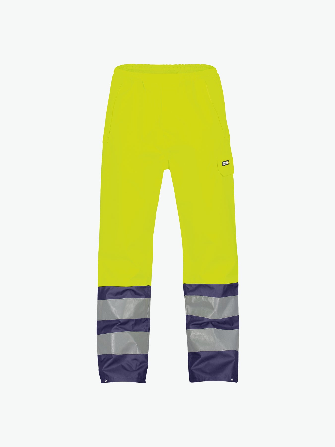 Dassy Sola Hogezichtbaarheidsregenbroek - Fluogeel/Marineblauw Werkbroek HiVis Dassy