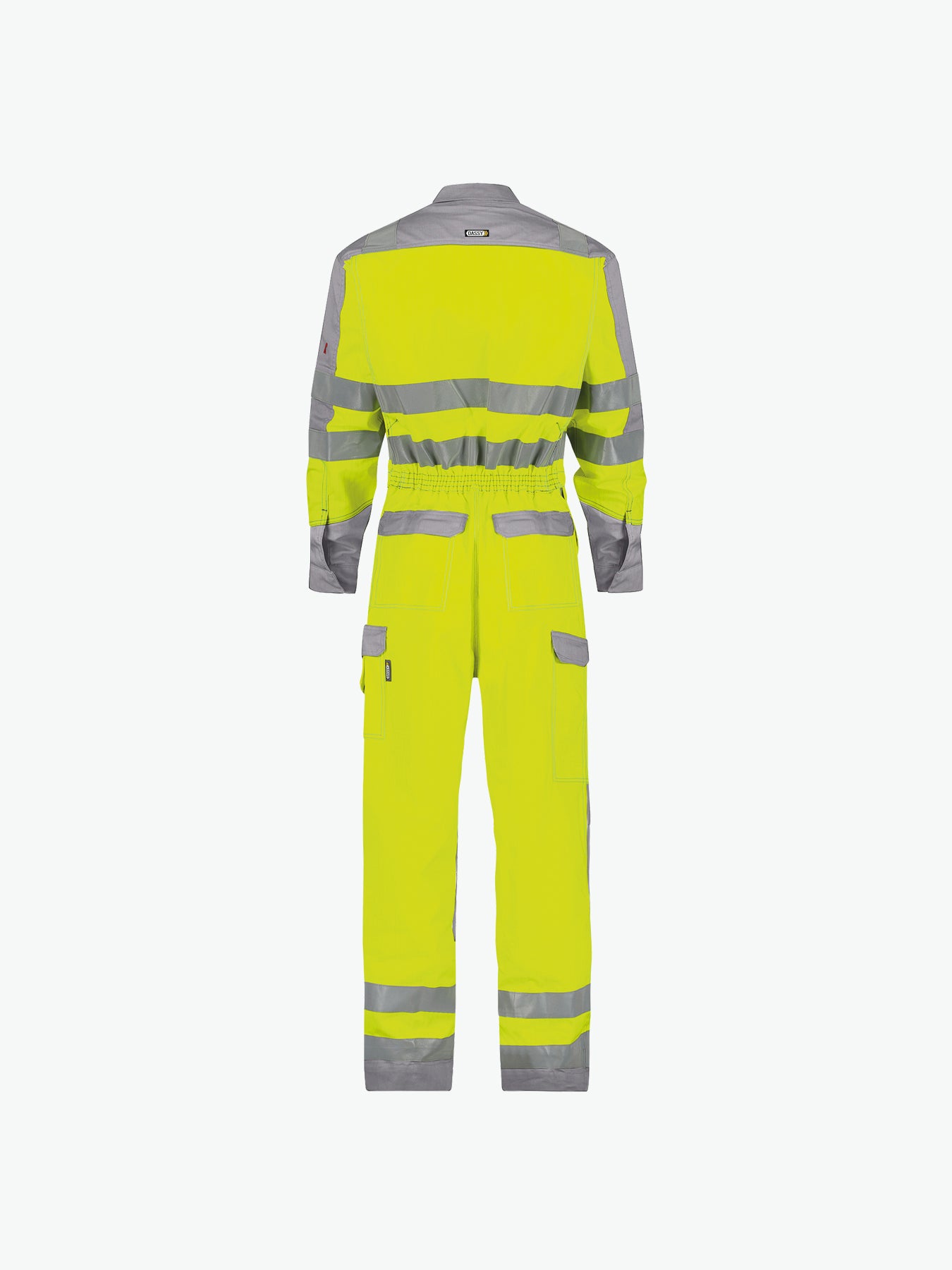 Dassy Spencer Multinorm hogezichtbaarheidsoverall met kniezakken - Fluogeel/Grafietgrijs Werkbroek HiVis Dassy