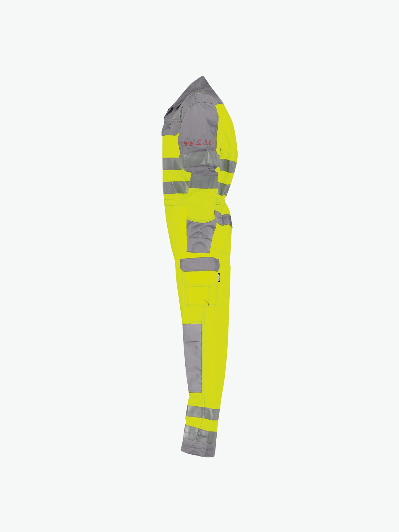 Dassy Spencer Multinorm hogezichtbaarheidsoverall met kniezakken - Fluogeel/Grafietgrijs Werkbroek HiVis Dassy