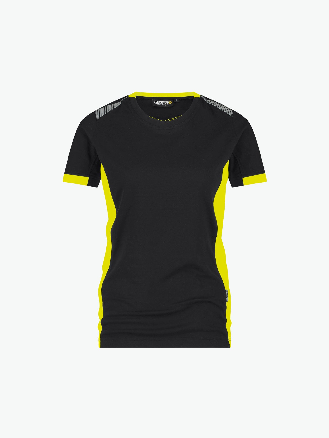 Dassy Tampico Women T-shirt voor dames - Zwart/Fluogeel Werkshirt Dames Dassy
