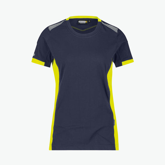 Dassy Tampico Women T-shirt voor dames - Nachtblauw/Fluogeel Werkshirt Dames Dassy