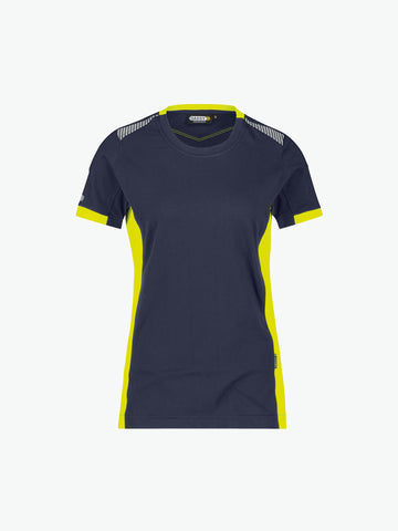 Dassy Tampico Women T-shirt voor dames - Nachtblauw/Fluogeel Werkshirt Dames Dassy