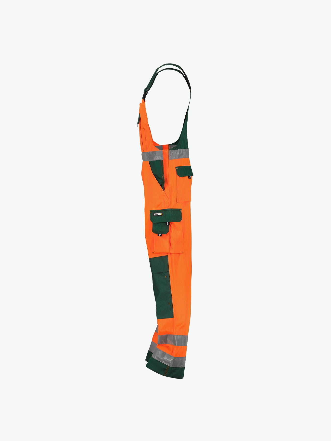 Dassy Toulouse Hogezichtbaarheidsbretelbroek met kniezakken - Fluo-Oranje/Flessengroen Werkbroek HiVis Dassy