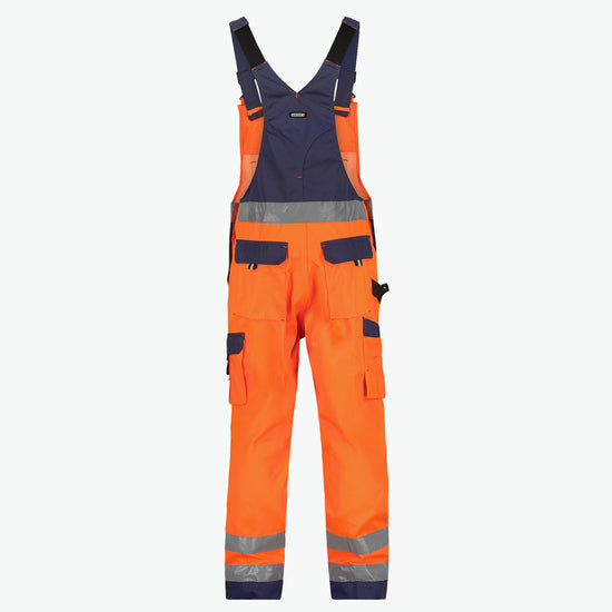 Dassy Toulouse Hogezichtbaarheidsbretelbroek met kniezakken - Fluo-Oranje/Marineblauw Werkbroek HiVis Dassy