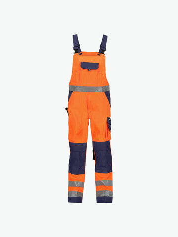 Dassy Toulouse Hogezichtbaarheidsbretelbroek met kniezakken - Fluo-Oranje/Marineblauw Werkbroek HiVis Dassy