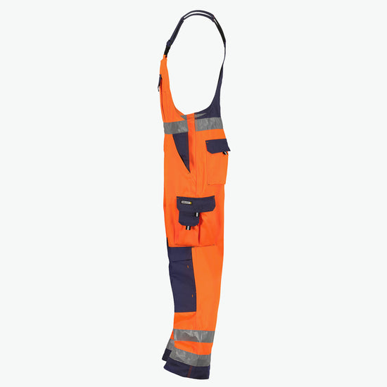 Dassy Toulouse Hogezichtbaarheidsbretelbroek met kniezakken - Fluo-Oranje/Marineblauw Werkbroek HiVis Dassy