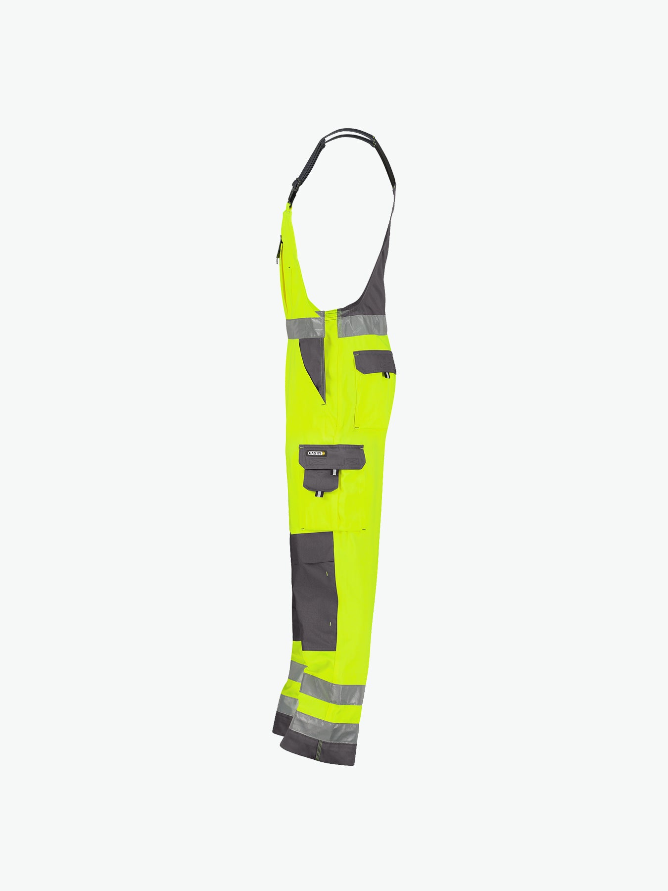 Dassy Toulouse Hogezichtbaarheidsbretelbroek met kniezakken - Fluogeel/Cementgrijs Werkbroek HiVis Dassy