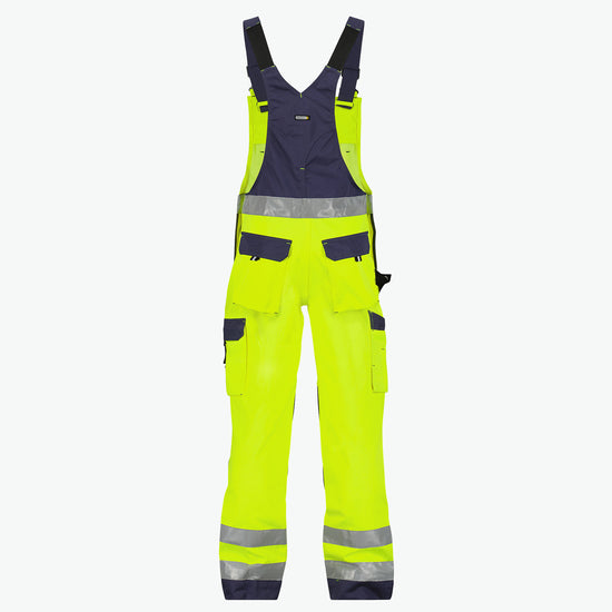 Dassy Toulouse Hogezichtbaarheidsbretelbroek met kniezakken - Fluogeel/Marineblauw Werkbroek HiVis Dassy