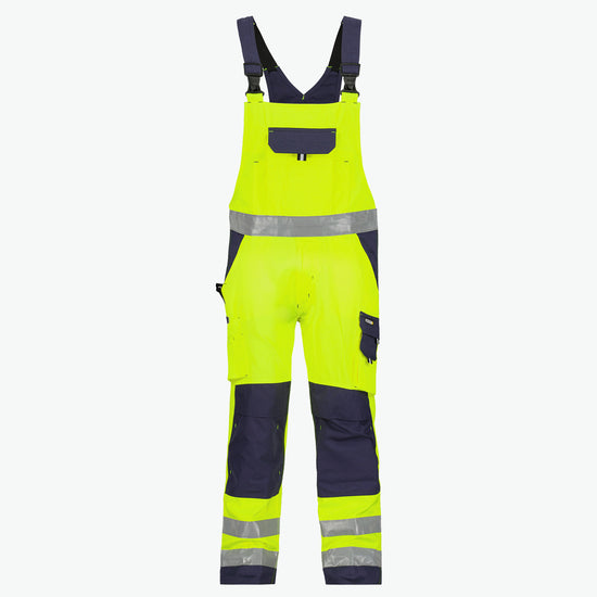 Dassy Toulouse Hogezichtbaarheidsbretelbroek met kniezakken - Fluogeel/Marineblauw Werkbroek HiVis Dassy