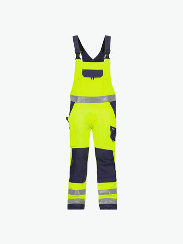 Dassy Toulouse Hogezichtbaarheidsbretelbroek met kniezakken - Fluogeel/Marineblauw Werkbroek HiVis Dassy