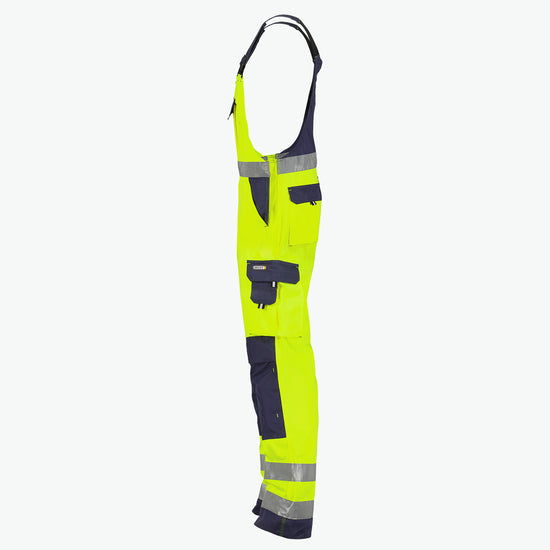 Dassy Toulouse Hogezichtbaarheidsbretelbroek met kniezakken - Fluogeel/Marineblauw Werkbroek HiVis Dassy