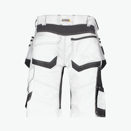 Dassy Trix Painters Schildersshort met stretch en holsterzakken - Wit/Antracietgrijs Korte Werkbroek Dassy