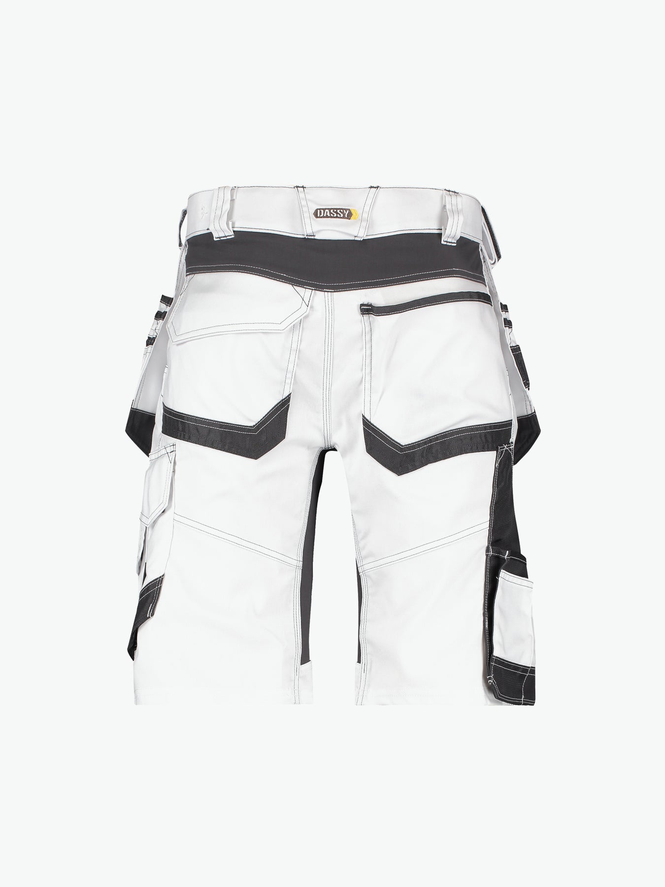 Dassy Trix Painters Schildersshort met stretch en holsterzakken - Wit/Antracietgrijs Korte Werkbroek Dassy
