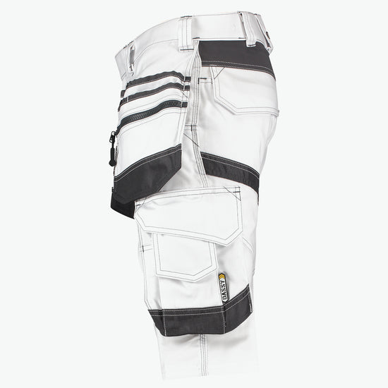 Dassy Trix Painters Schildersshort met stretch en holsterzakken - Wit/Antracietgrijs Korte Werkbroek Dassy