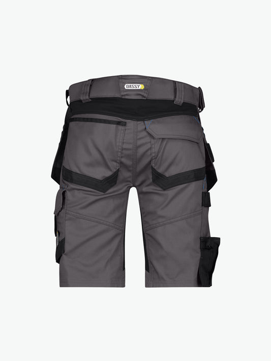 Dassy Trix Holsterzakkenshort met stretch - Antracietgrijs/Zwart Korte Werkbroek Dassy