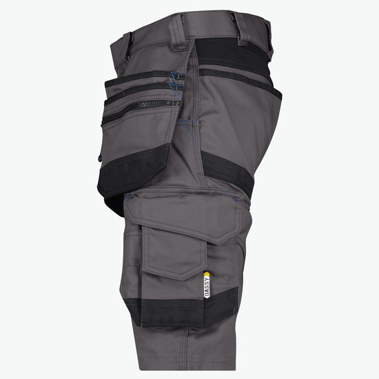 Dassy Trix Holsterzakkenshort met stretch - Antracietgrijs/Zwart Korte Werkbroek Dassy