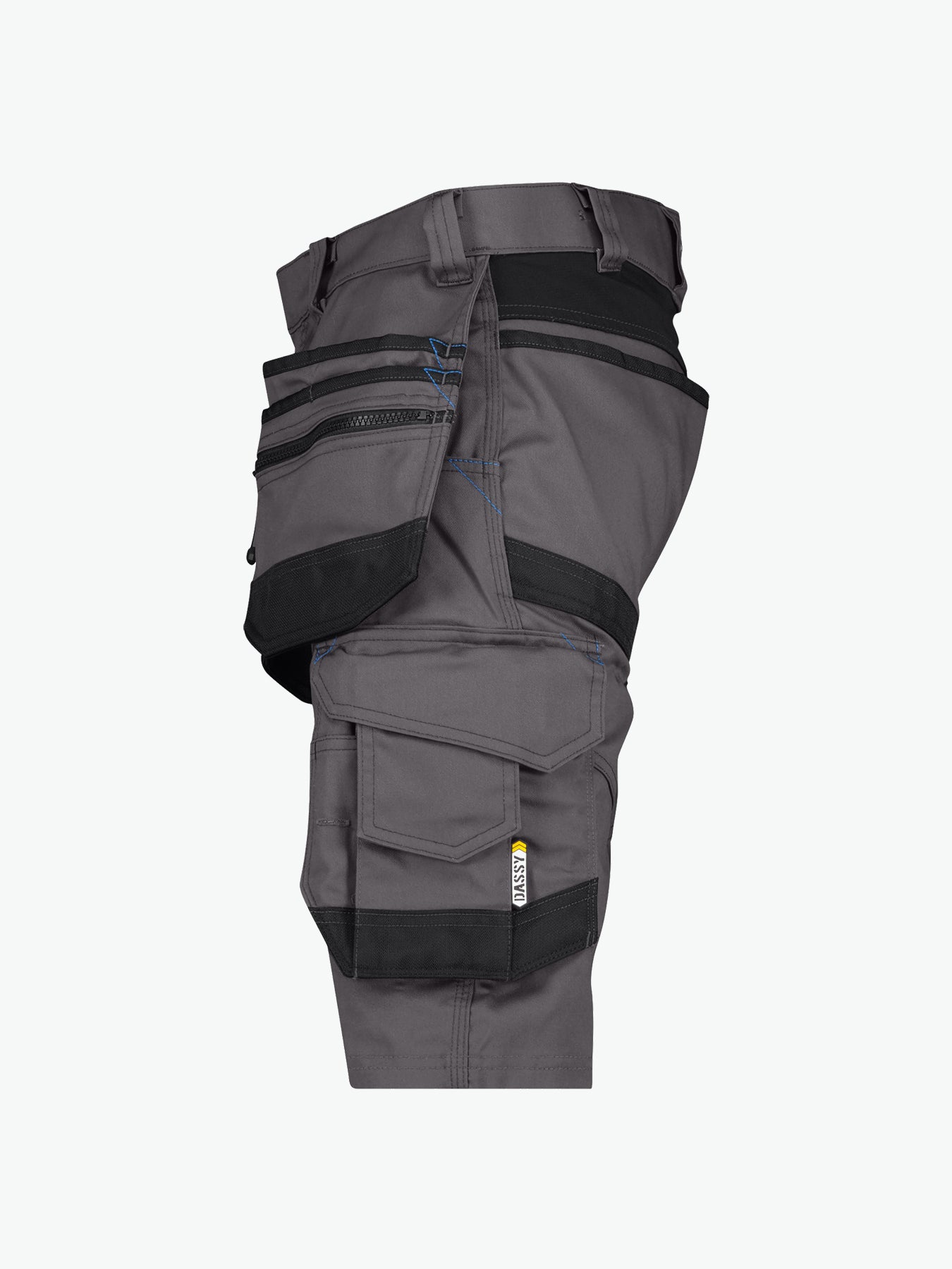Dassy Trix Holsterzakkenshort met stretch - Antracietgrijs/Zwart Korte Werkbroek Dassy