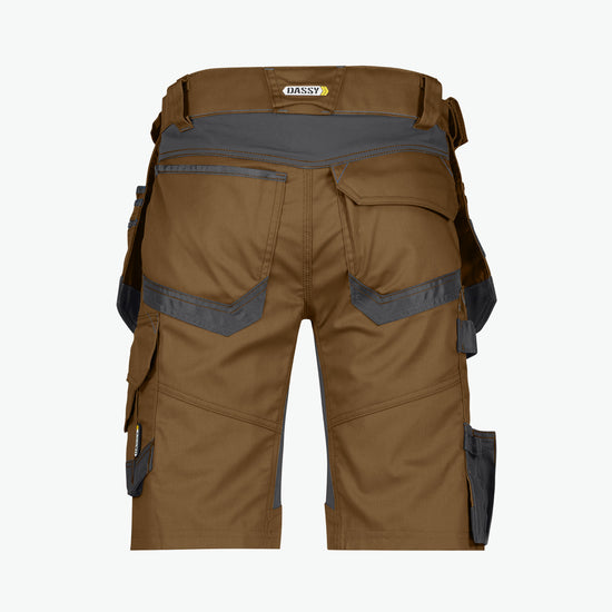 Dassy Trix Holsterzakkenshort met stretch - Leembruin/Antracietgrijs Korte Werkbroek Dassy