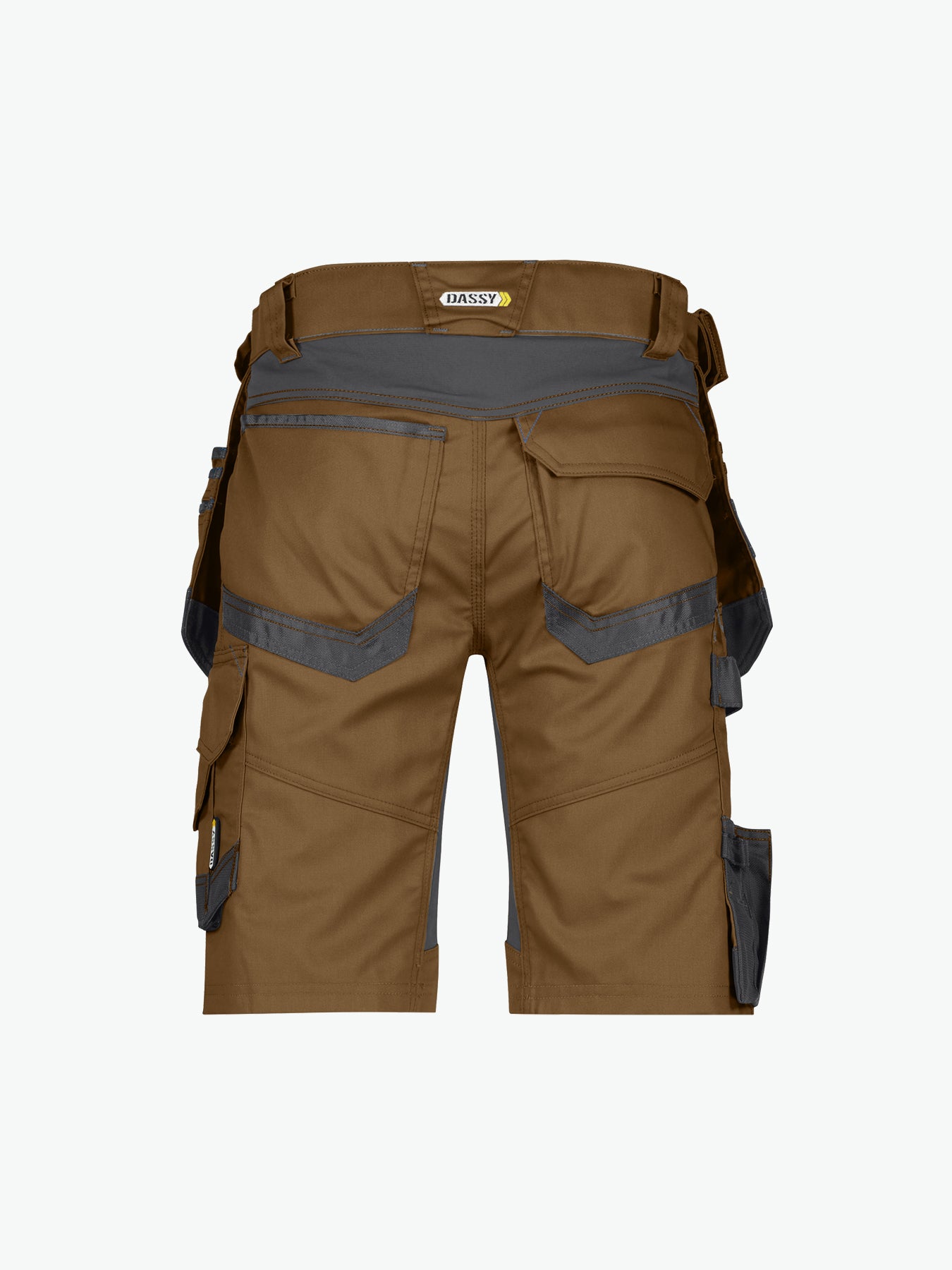 Dassy Trix Holsterzakkenshort met stretch - Leembruin/Antracietgrijs Korte Werkbroek Dassy