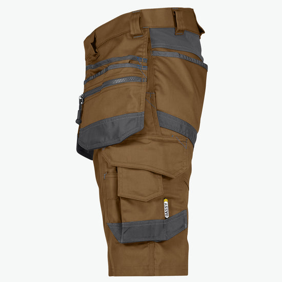 Dassy Trix Holsterzakkenshort met stretch - Leembruin/Antracietgrijs Korte Werkbroek Dassy