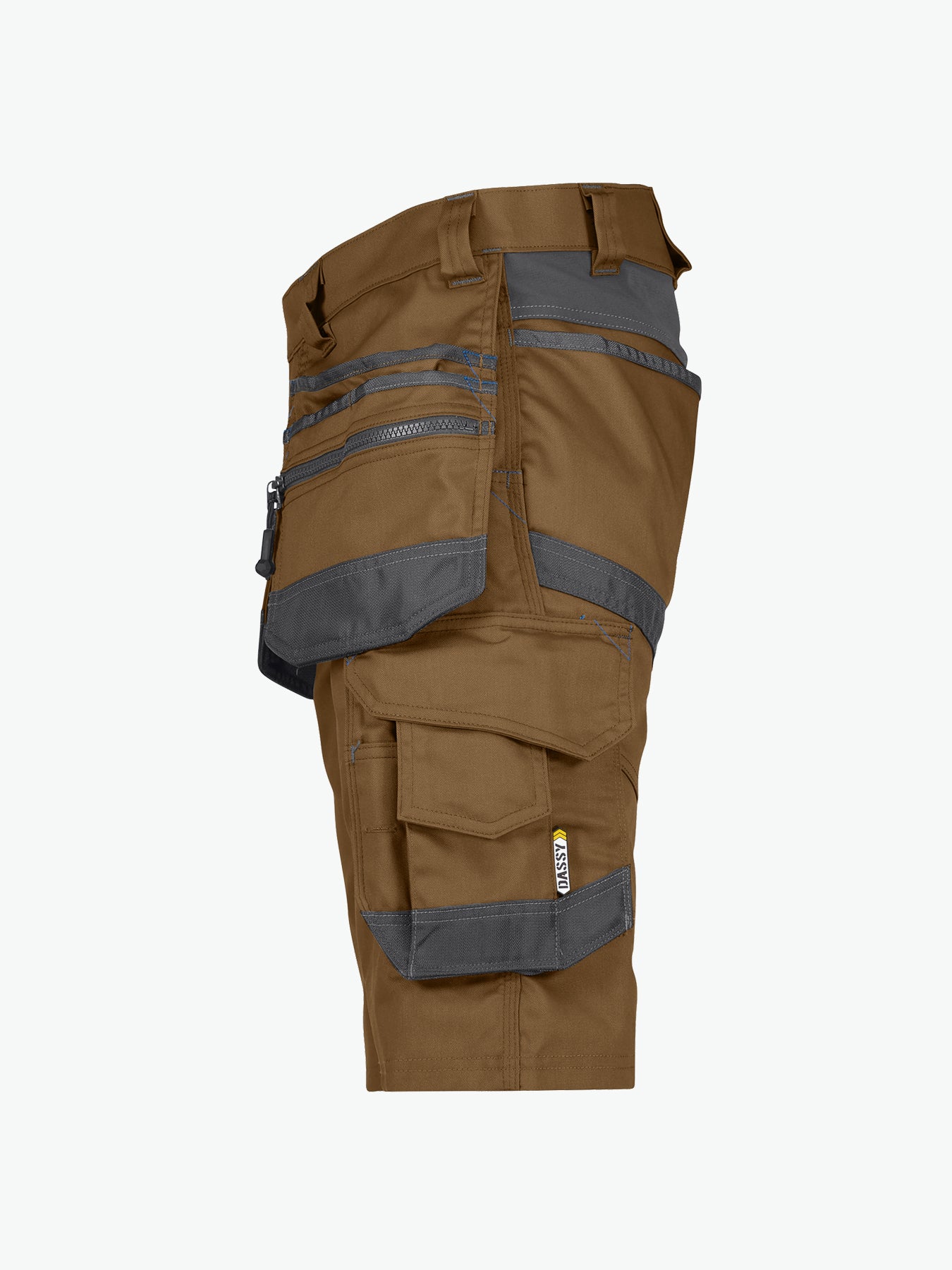 Dassy Trix Holsterzakkenshort met stretch - Leembruin/Antracietgrijs Korte Werkbroek Dassy