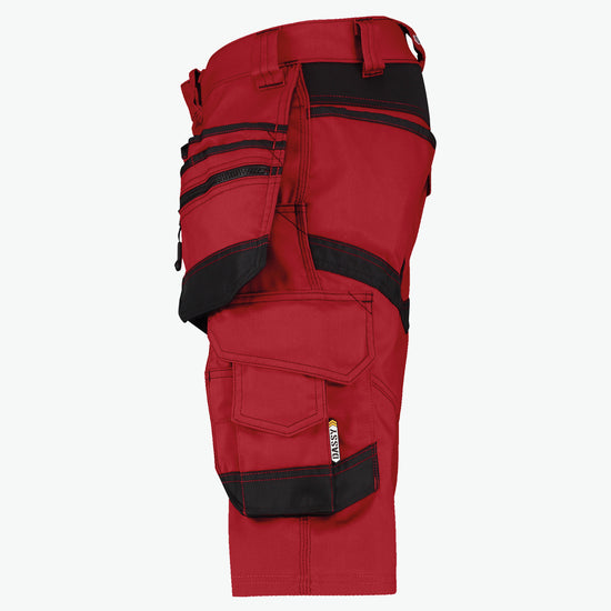 Dassy Trix Holsterzakkenshort met stretch - Rood/Zwart Korte Werkbroek Dassy