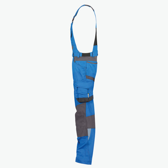 Dassy Tronix Bretelbroek met stretch en kniezakken - Azuurblauw/Antracietgrijs Werkbroek Dassy