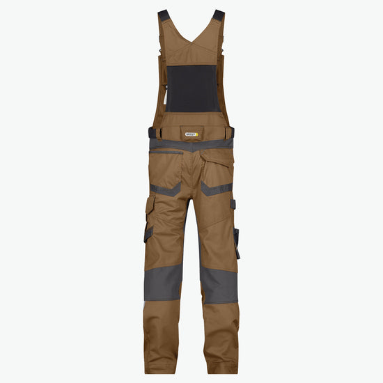 Dassy Tronix Bretelbroek met stretch en kniezakken - Leembruin/Antracietgrijs Werkbroek Dassy