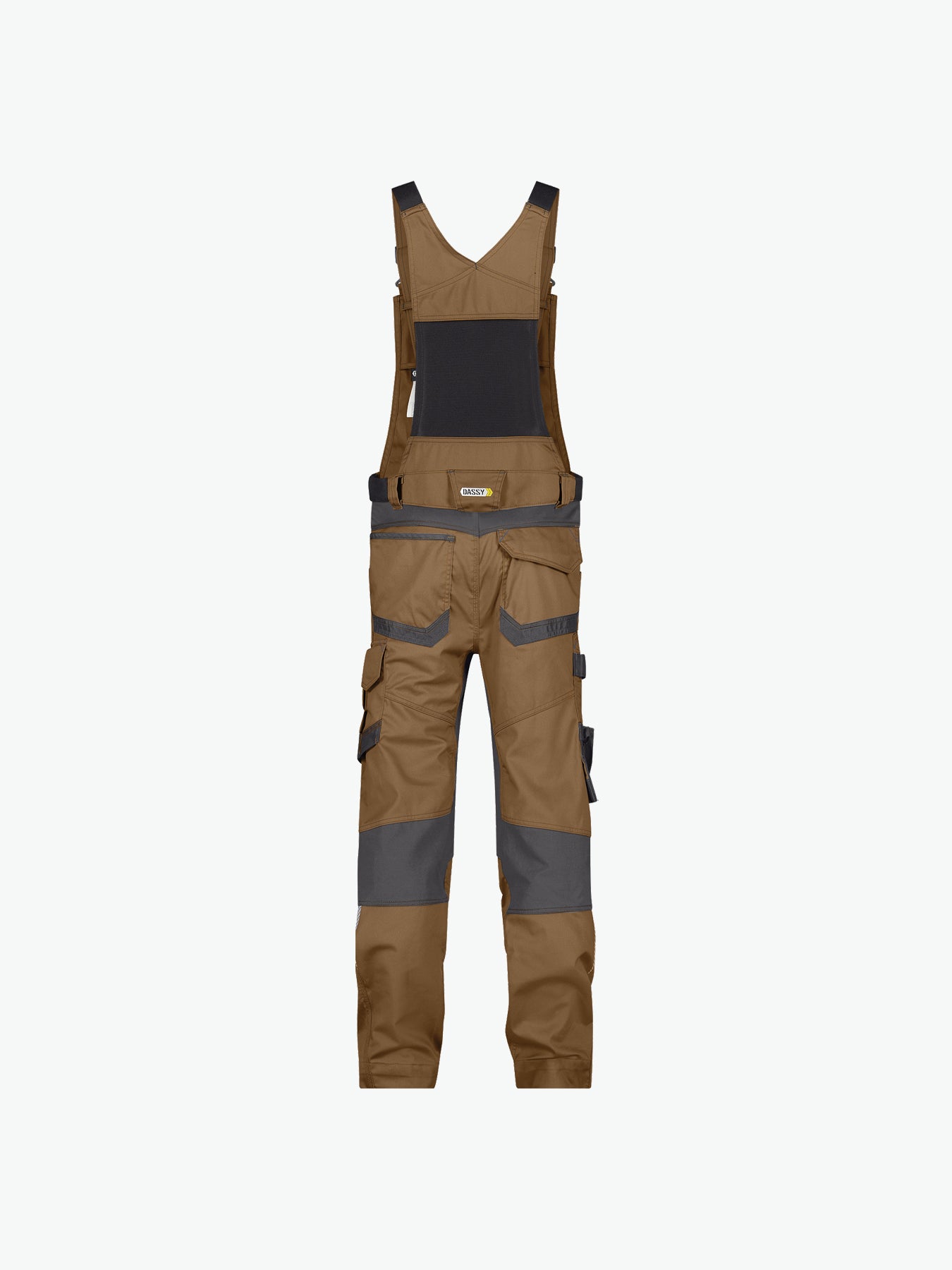 Dassy Tronix Bretelbroek met stretch en kniezakken - Leembruin/Antracietgrijs Werkbroek Dassy