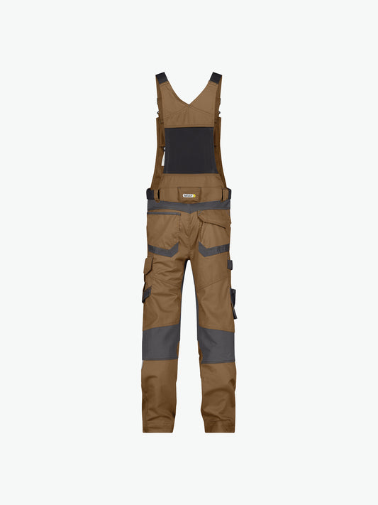 Dassy Tronix Bretelbroek met stretch en kniezakken - Leembruin/Antracietgrijs Werkbroek Dassy