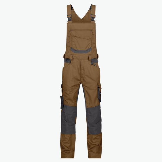 Dassy Tronix Bretelbroek met stretch en kniezakken - Leembruin/Antracietgrijs Werkbroek Dassy