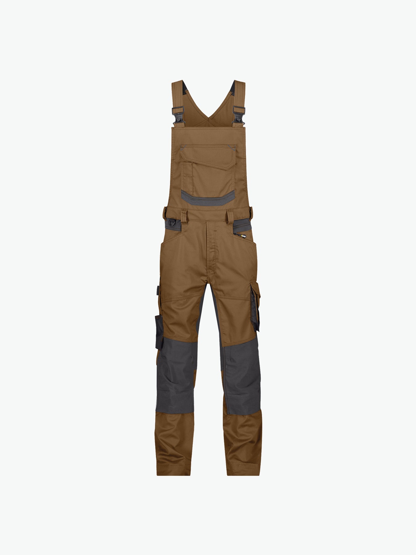 Dassy Tronix Bretelbroek met stretch en kniezakken - Leembruin/Antracietgrijs Werkbroek Dassy