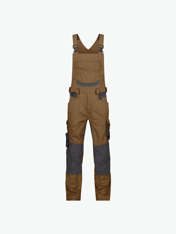 Dassy Tronix Bretelbroek met stretch en kniezakken - Leembruin/Antracietgrijs Werkbroek Dassy