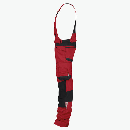 Dassy Tronix Bretelbroek met stretch en kniezakken - Rood/Zwart Werkbroek Dassy