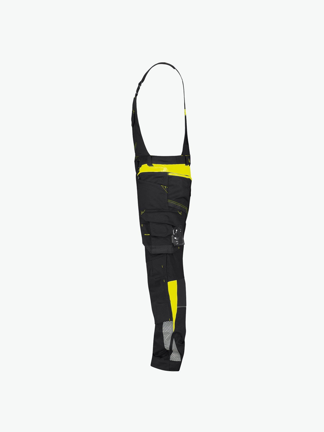 Dassy Ulsan Bretelbroek met stretch en kniezakken - Zwart/Fluogeel Werkbroek Dassy