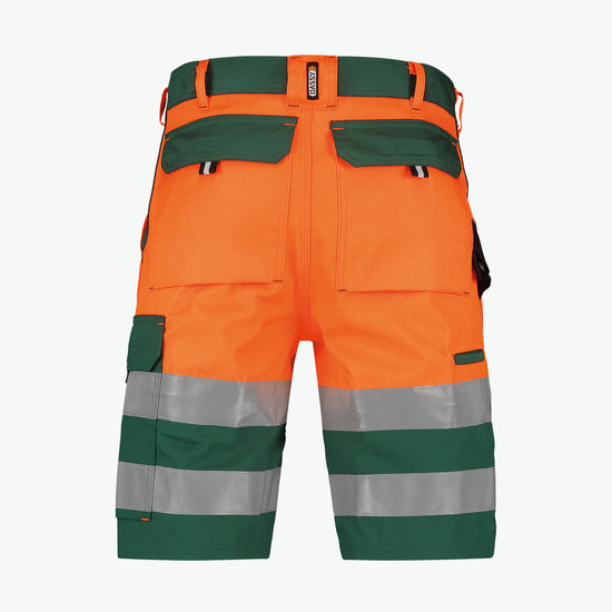 Dassy Venna Hogezichtbaarheidsshort - Flessengroen/Fluo-Oranje Korte Werkbroek HiVis Dassy
