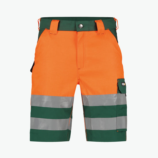 Dassy Venna Hogezichtbaarheidsshort - Flessengroen/Fluo-Oranje Korte Werkbroek HiVis Dassy