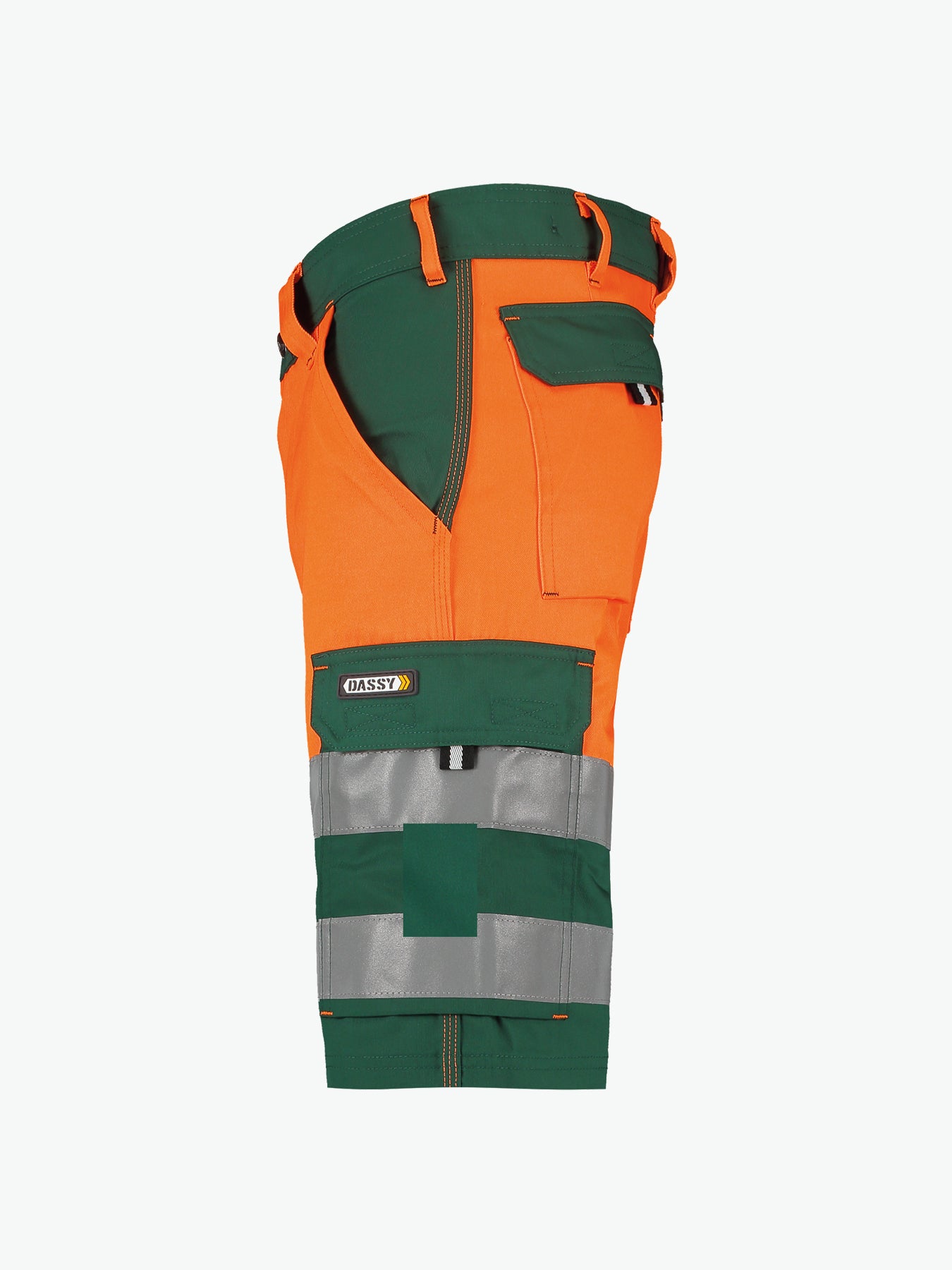 Dassy Venna Hogezichtbaarheidsshort - Flessengroen/Fluo-Oranje Korte Werkbroek HiVis Dassy