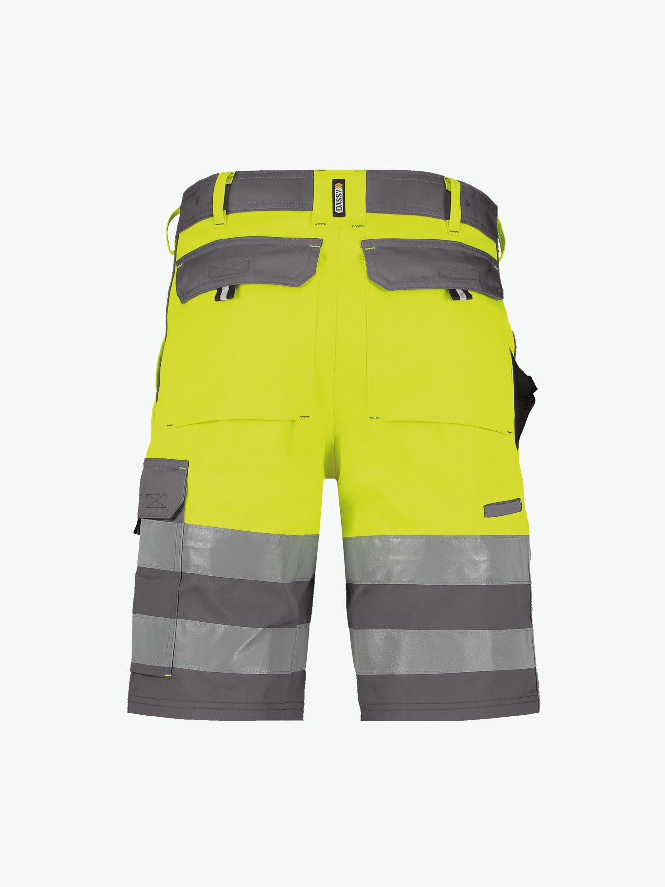 Dassy Venna Hogezichtbaarheidsshort - Cementgrijs/Fluogeel Korte Werkbroek HiVis Dassy