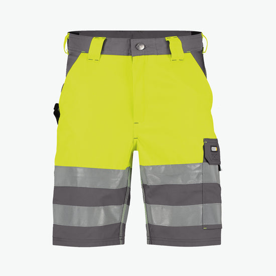 Dassy Venna Hogezichtbaarheidsshort - Cementgrijs/Fluogeel Korte Werkbroek HiVis Dassy