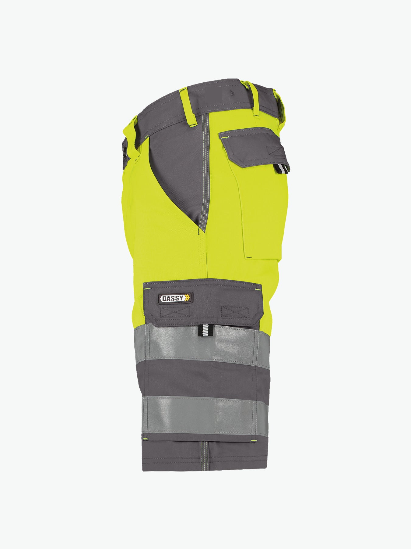 Dassy Venna Hogezichtbaarheidsshort - Cementgrijs/Fluogeel Korte Werkbroek HiVis Dassy
